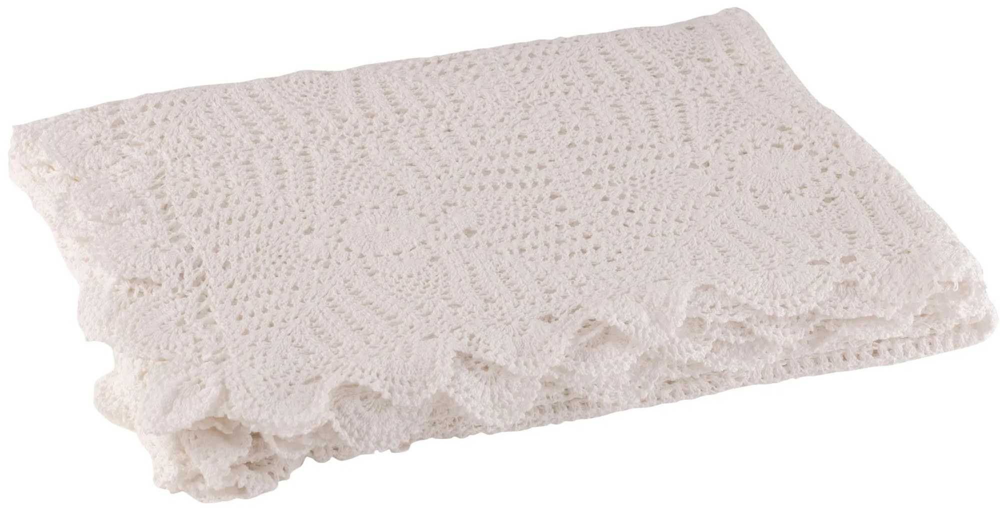 Biely bavlnený háčkovaný krajkový obrus Lace white - 200*135cm