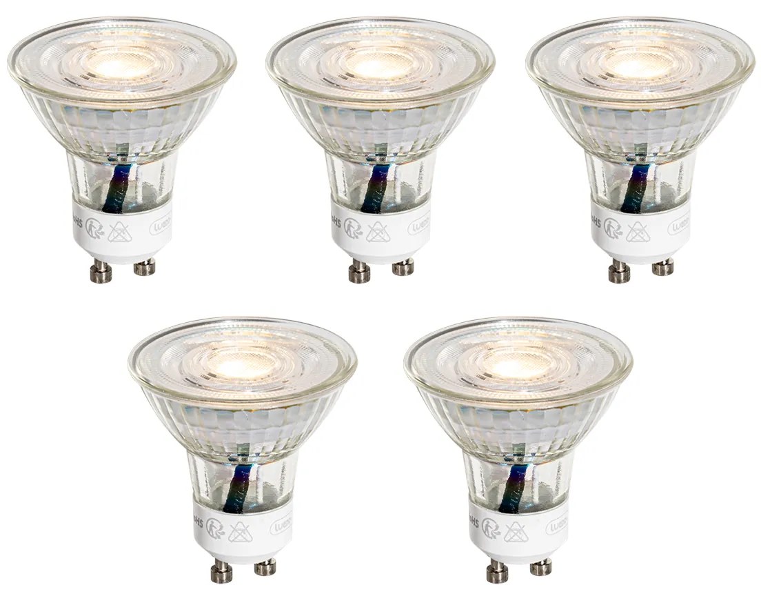 Sada 5 LED žiaroviek GU10 50 mm číra 3W 230 lm 2700K
