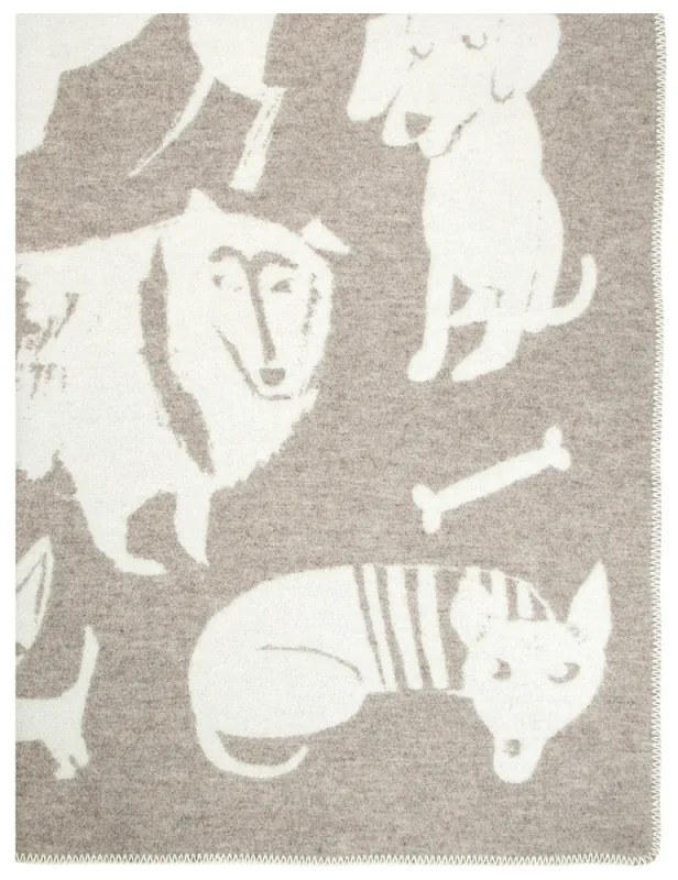 Vlnená deka Koirapuisto 130x180, béžovo-biela