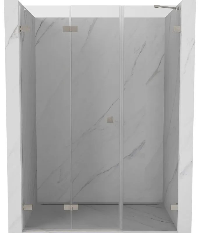 Mexen Lunar-F, skladacie ľavé sprchové dvere 125 cm, 8mm číre sklo, oceľový profil, 836S-125-050-97-00-L