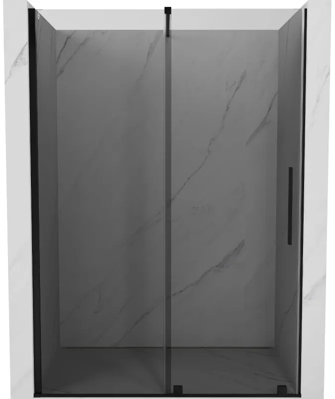 Mexen Velar, posuvné sprchové dvere do otvoru 140 cm, 8mm šedé sklo, čierna matná, 871-140-000-41-70