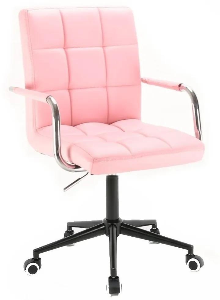 LuxuryForm DESIGN Stolička VERONA na čiernej podstave s kolieskami - ružová