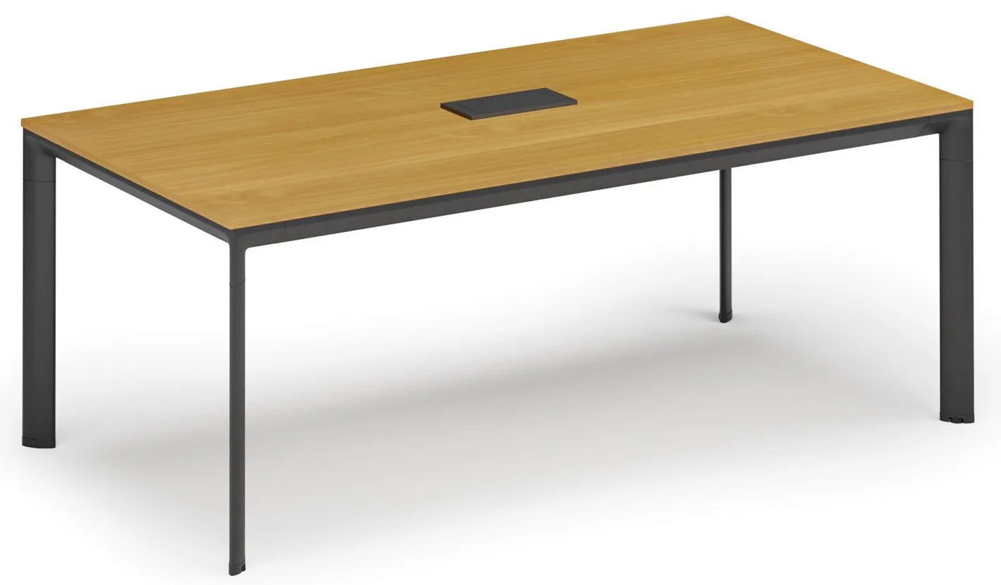 Rokovací stôl PRIMO INVITATION, 240x120 cm, buk + stolná zásuvka TYP III, čierna