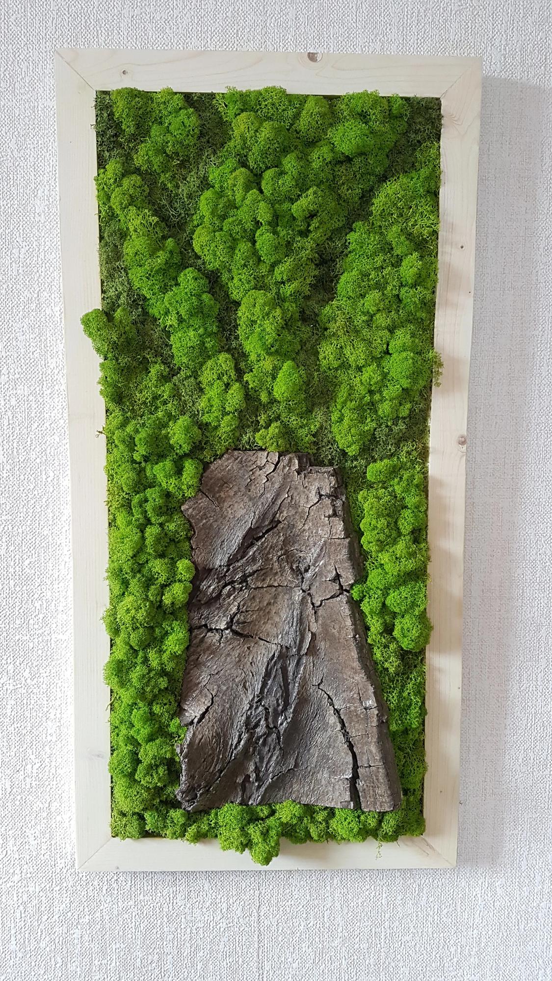 Machový obraz s prírodnou kôrou 100cm x 45cm