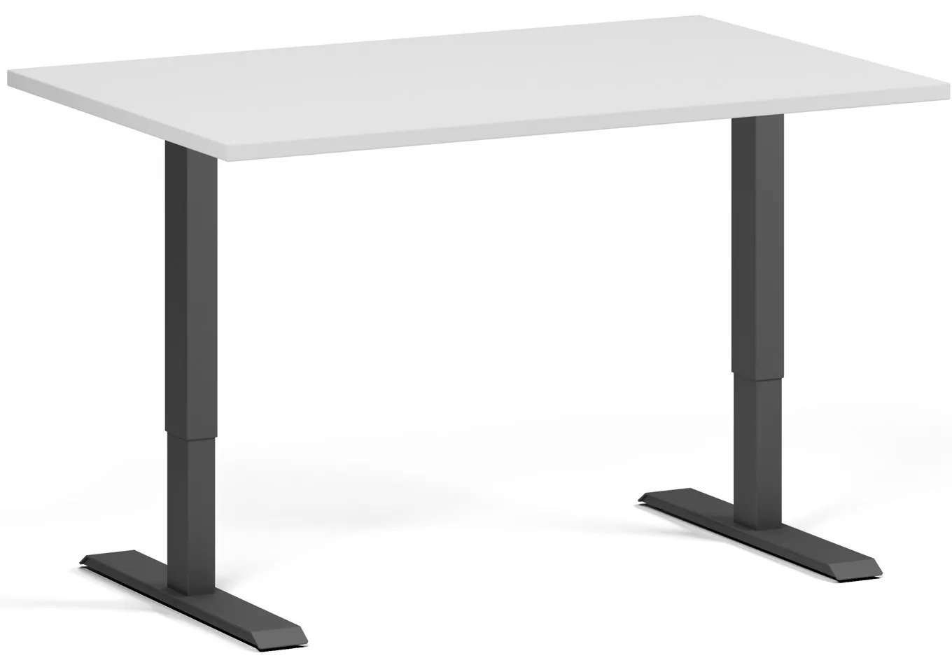 Výškovo nastaviteľný stôl, 120x80 cm, 1 motor, čierna podnož, biela