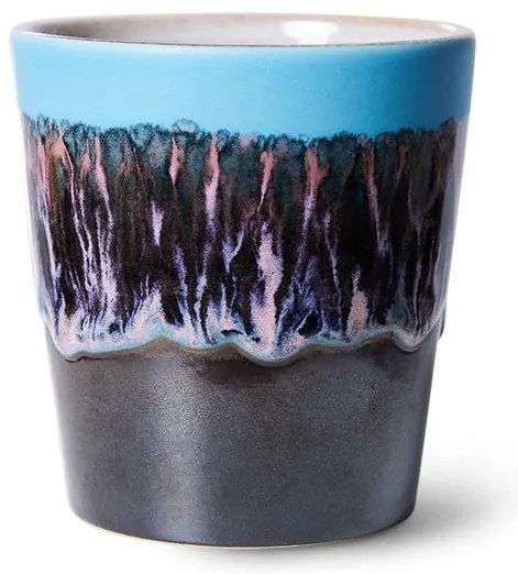 Modro-čierny retro hrnček na kávu Coffee 70s Swinging - Ø 7,5 * 8cm / 230 ml