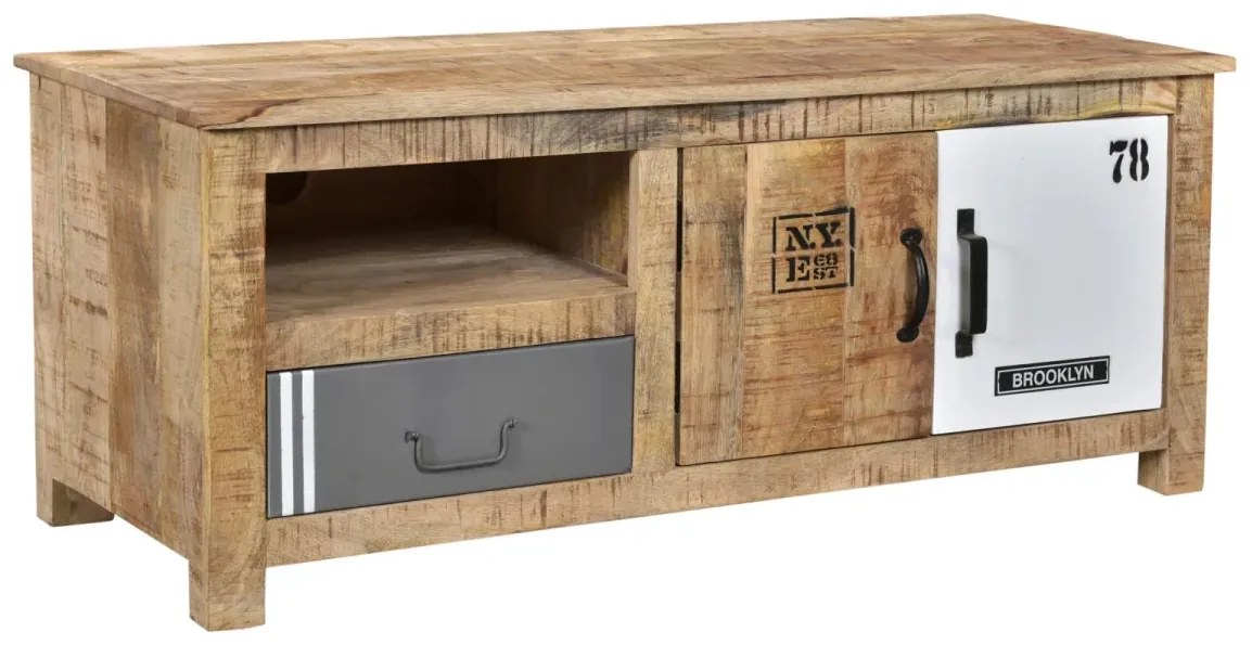 furniture-nabytek.cz - Masívny TV stolík Pune z mangového dreva, lakovaný, prírodný – 115×43×45 cm