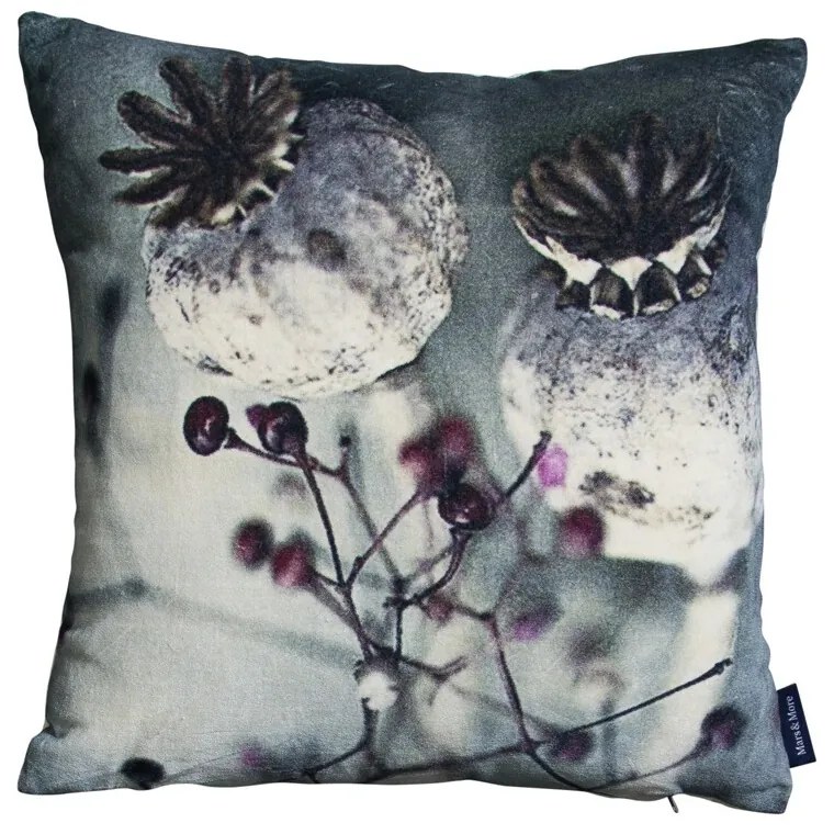 Zamatový vankúš s Makovica - 45 * 45 * 10cm Zamatový vankúš s Makovica - 45 * 45 * 10cm