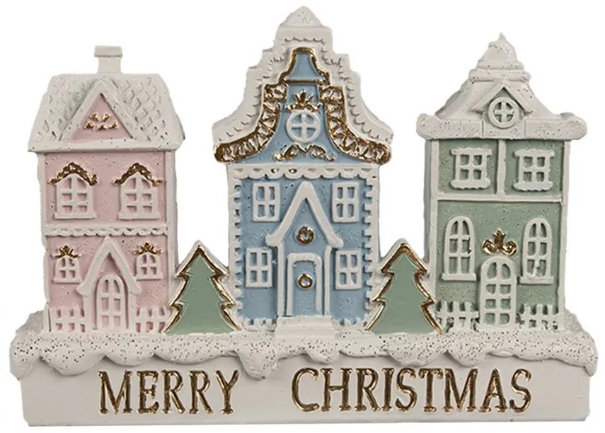 Farebná dekorácia domčekov v rade Merry Christmas - 13*4*10 cm