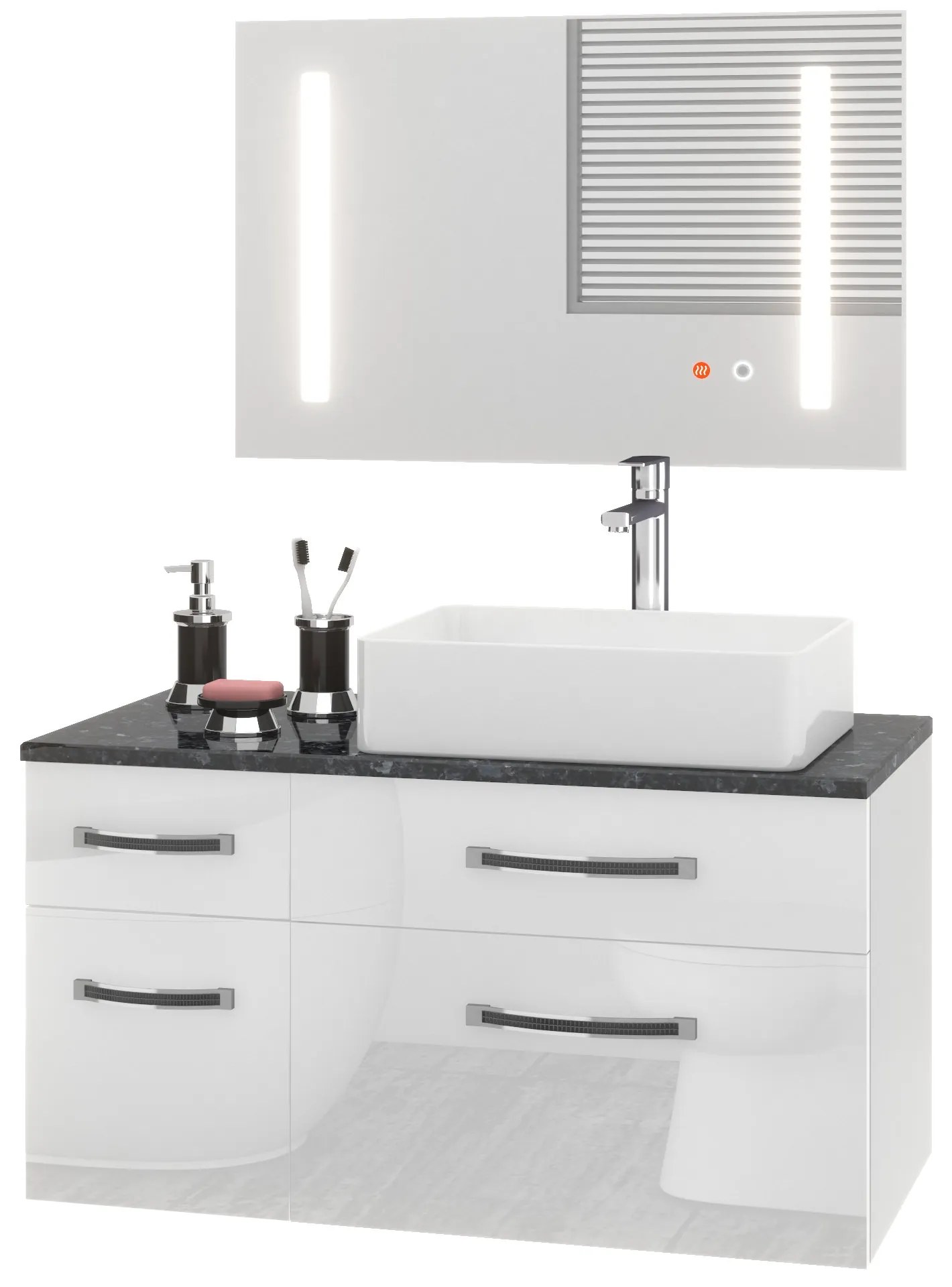 Kúpeľňový nábytok Euphoria EUP P 90L/0/W/W/0/BK/MB