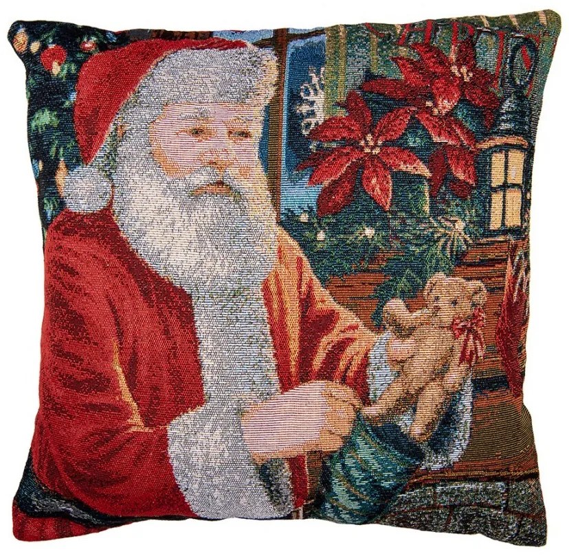 Červená obliečka na vankúš Santa Claus Christmas Rustic I - 44*44 cm