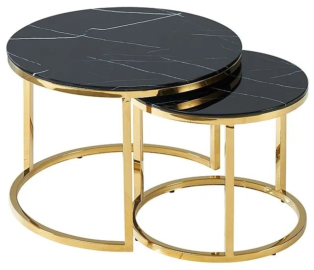Konferenčný stolík Muse II, čierny mramor / zlatá