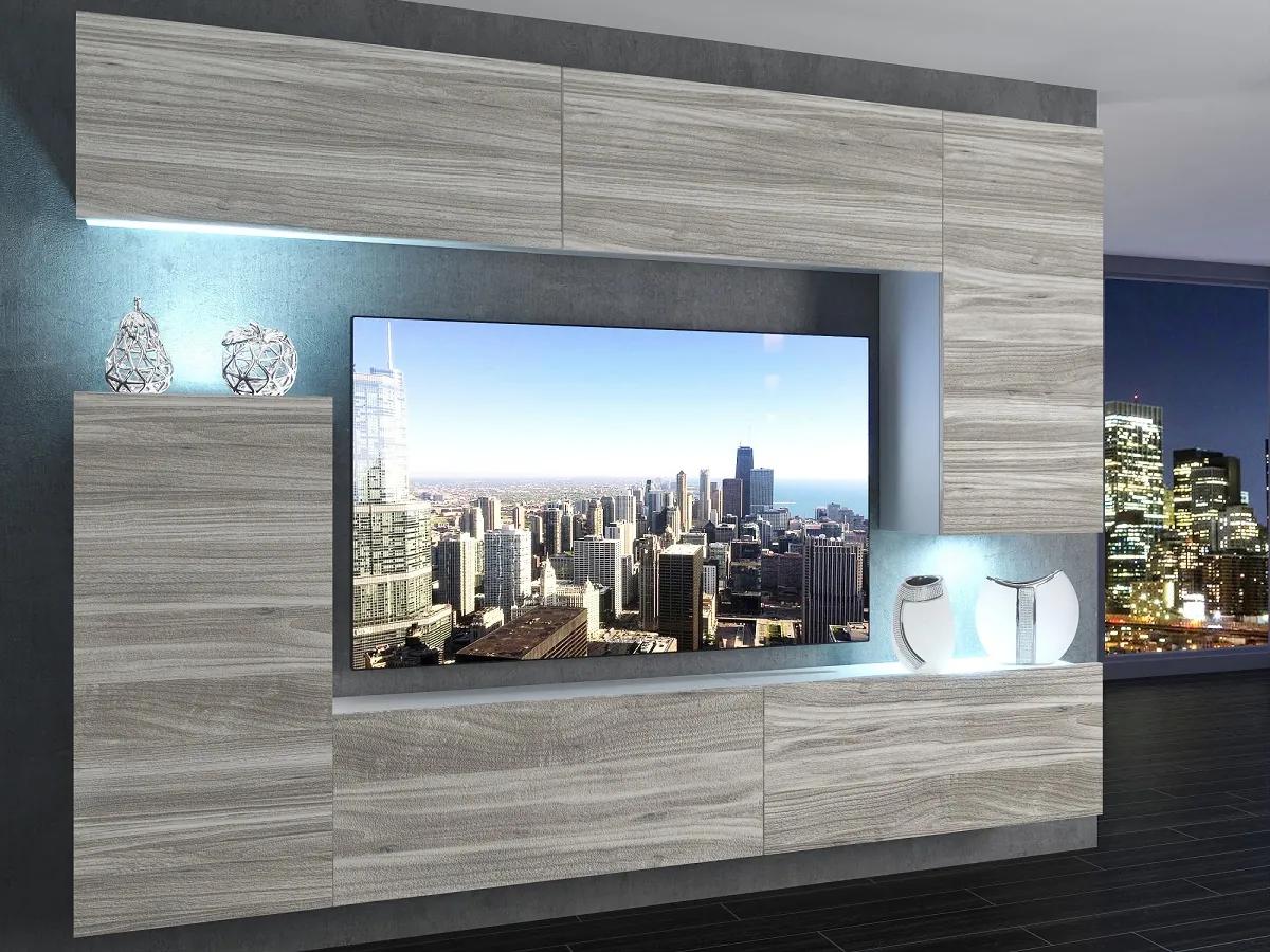 Obývacia stena 250 cm Belini šedý antracit Glamour Wood Imperium8 MP 8/5/W/GW1/0/0
