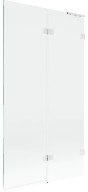 Mexen Lunar L, pravá 2-krídlová vaňová zástena 100 x 150 cm, 8mm číre sklo, biely profil, 897L-100-100-20-00-P