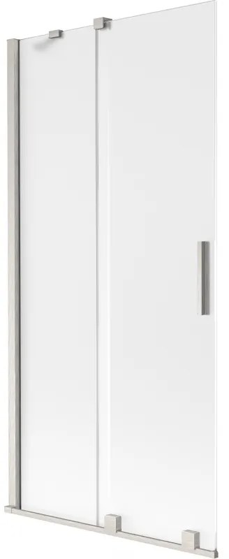 Mexen Velar, 2-krídlová posuvná vaňová zástena 95 x 150 cm, 8mm sklo námraza, brúsená oceľ, 896-095-000-31-97