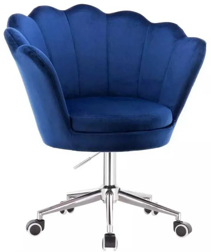 LuxuryForm DESIGN Kreslo FREY VELUR na striebornej podstave s kolieskami - modré