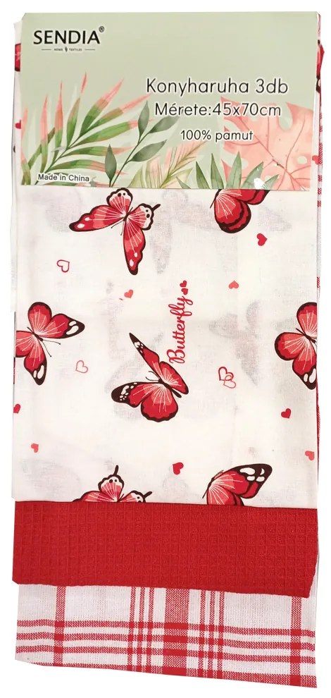 Kuchynská utierka Motýle, balenie 3 ks, 45x70 cm