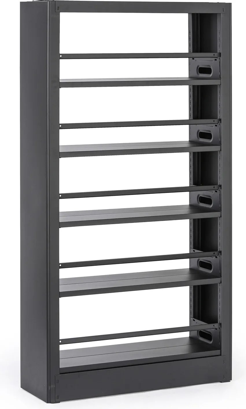 Kovová knižnica, 1750 × 800 × 300 mm, čierna