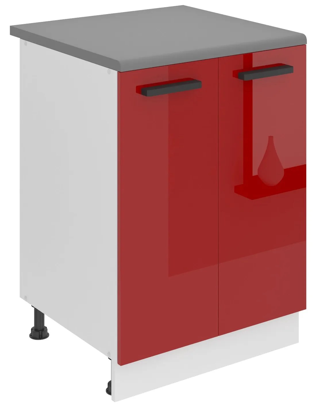 Kuchynská skrinka Belini Premium Full Version spodná 60 cm červený lesk s pracovnou doskou
