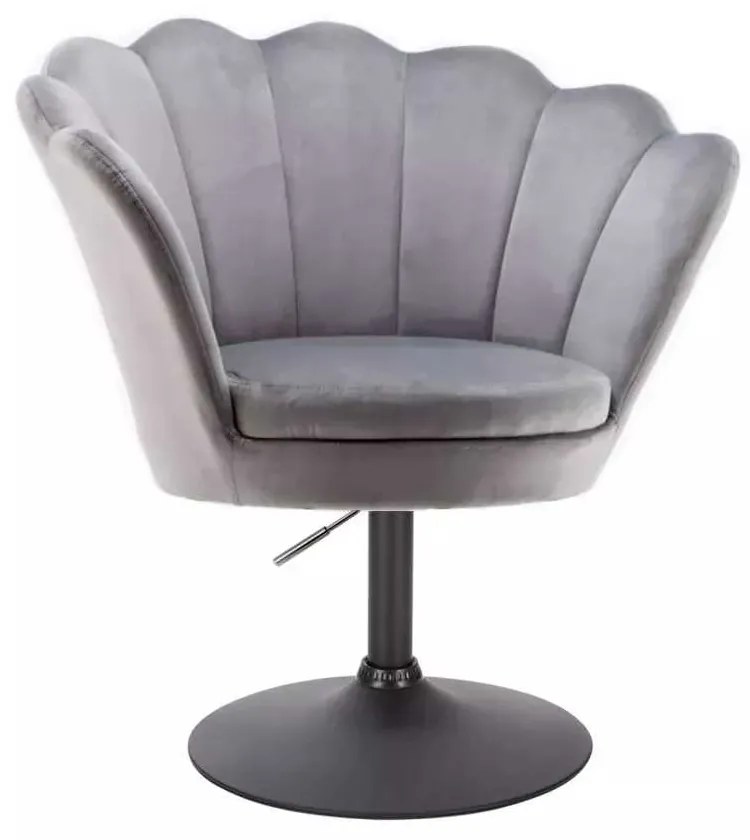 LuxuryForm DESIGN Kreslo FREY VELUR na čiernom tanieri - svetlo šedé