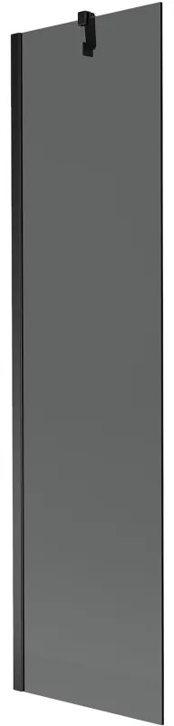 Mexen Next, vaňová zástena 1-krídlová 50 x 150 cm, fixné krídlo, 6 mm šedé sklo, čierny profil, 895-050-000-00-40-70