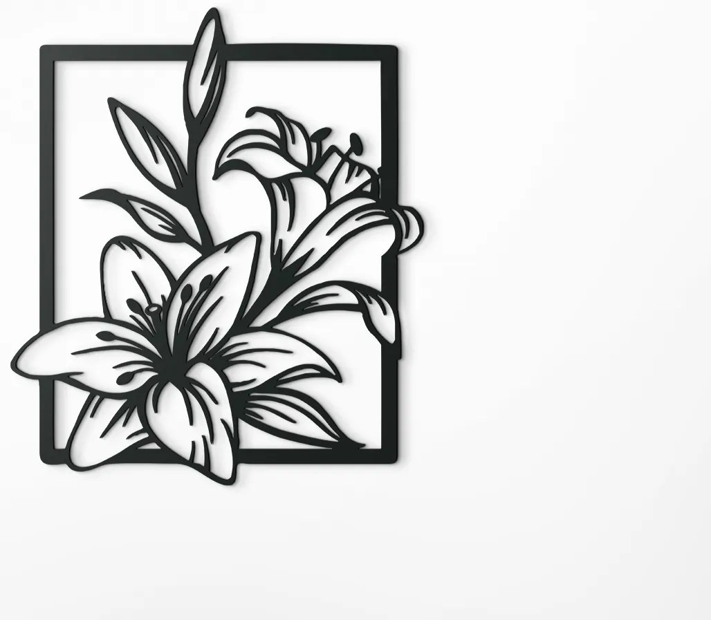 drevko Drevený obraz Ľalie Rozmer obrazu: 37,5 x 32,5 cm, Farba dekorácie: Čierna