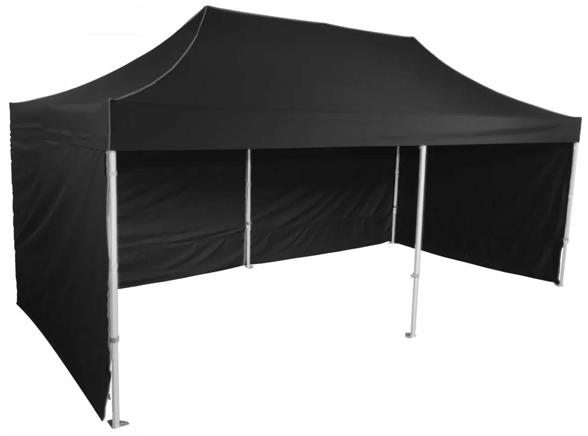 Rozkladací stan 3x6m - Profi hliníkový hexagon, Čierna