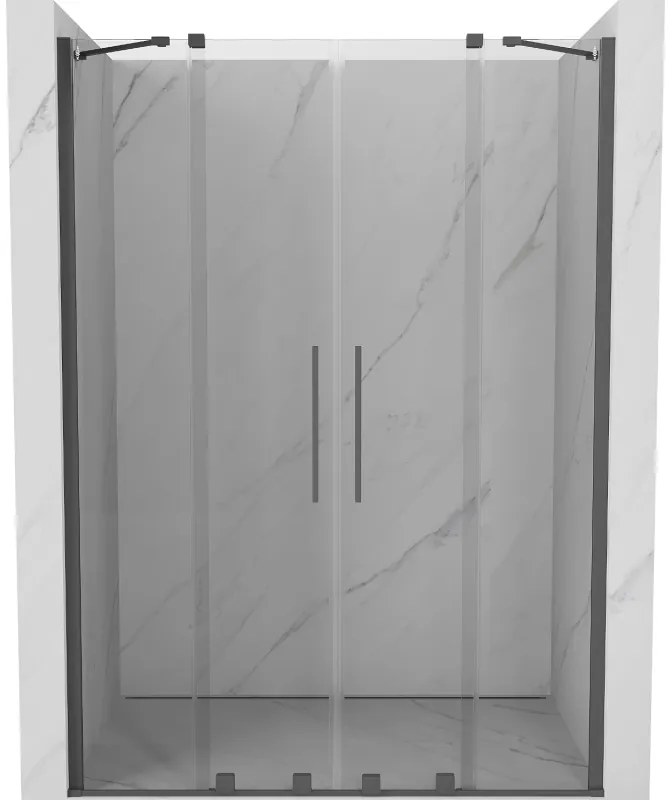 Mexen Velar Duo, posuvné dvere do otvoru 150x200 cm, 8mm číre sklo, grafitová matná, 871-150-000-02-66