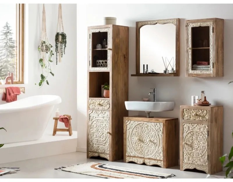 furniture-nabytek.cz - 5-dielna kúpeľňová sada Delhi z masívneho manga, lakovaná, hnedá