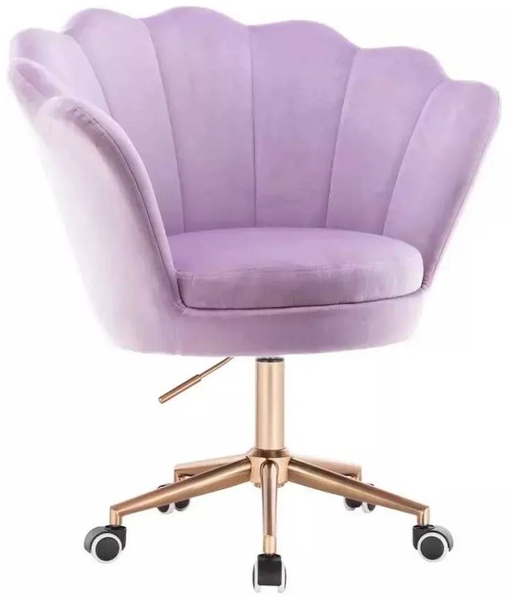 LuxuryForm DESIGN Kreslo FREY VELUR na zlatej podstave s kolieskami - levanduľa