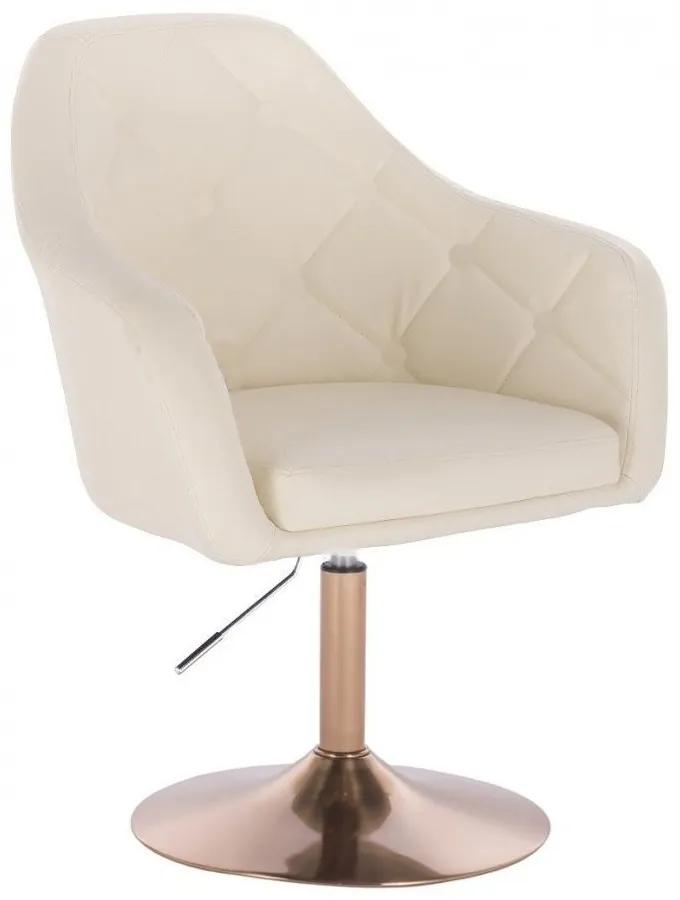 LuxuryForm DESIGN Kreslo ANDORA na zlatom tanieri - krémové