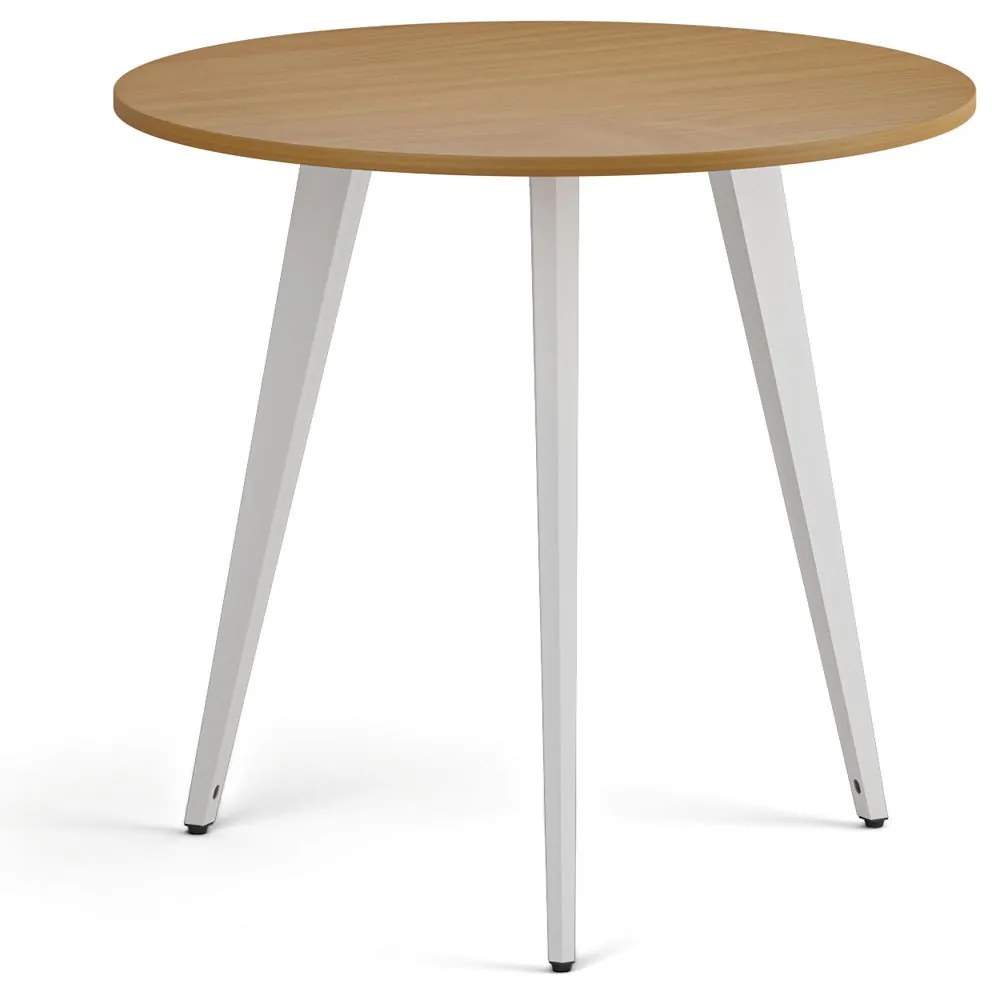 Konferenčný stôl PRIMO VIBE, priemer 80 cm, biela podnož, buk
