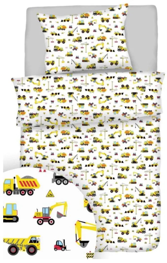 Obliečky bavlnené Stavebné stroje TiaHome - Detský set 130x90cm + 65x45cm