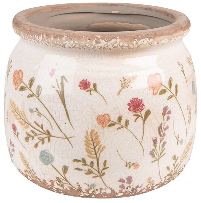 Keramický obal na kvetináč s kvietkami Floral Cartoon - Ø 20*15 cm