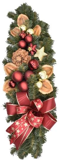 Ozdobená stredová vianočná girlanda Červeno-zlatá 60cm