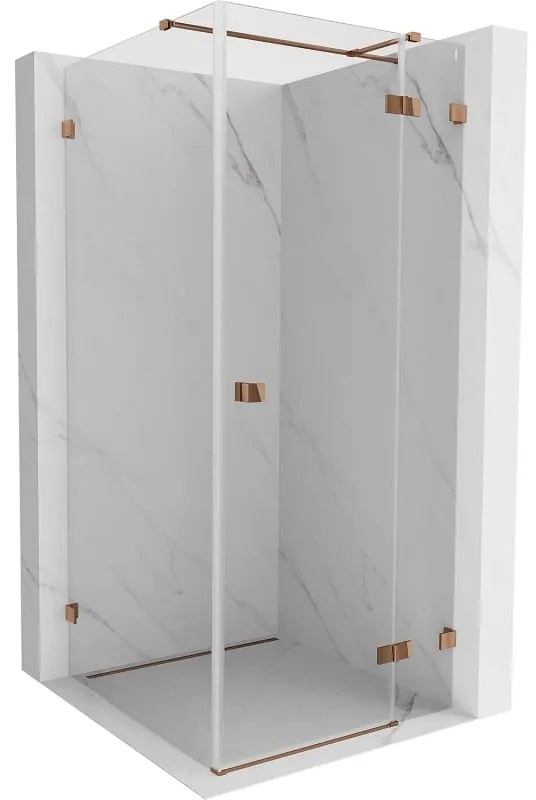 Mexen Lunar T, výklopný sprchový kút pravý 120 x 120 cm, 8mm číre sklo, profil ružové zlato, 834T-120-120-60-00-P