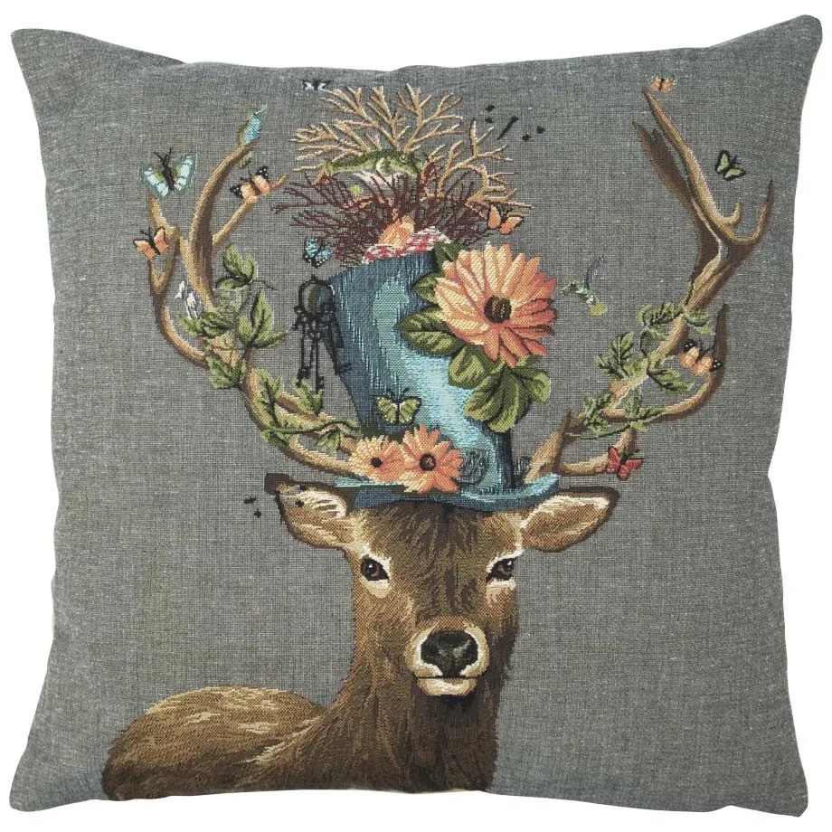 Gobelínová vankúš Jeleň s klobúkom - 45 * 15 * 45cm Gobelínová vankúš Jeleň s klobúkom - 45 * 15 * 45cm