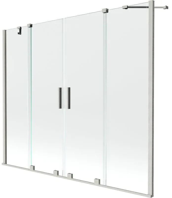 Mexen Velar Duo, posuvná 2-krídlová vaňová zástena 200x150 cm, 8mm číre sklo, brúsený nikel, 896-200-000-02-97
