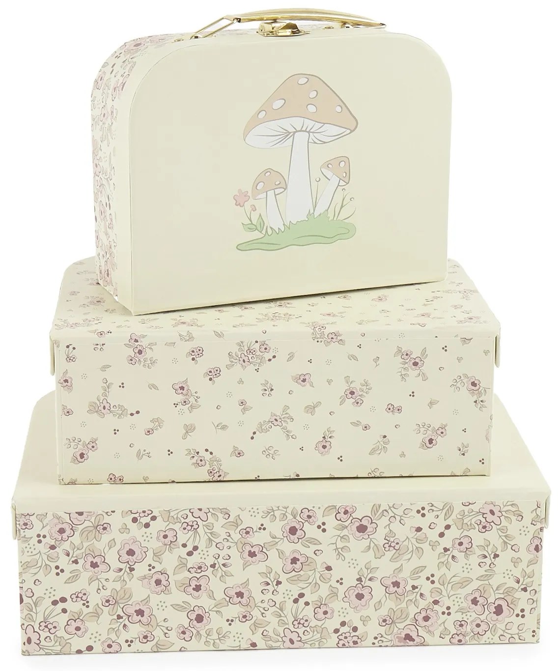 Bieco - Súprava troch kartónových kufríkov - jelenček Ella - vintage flowers