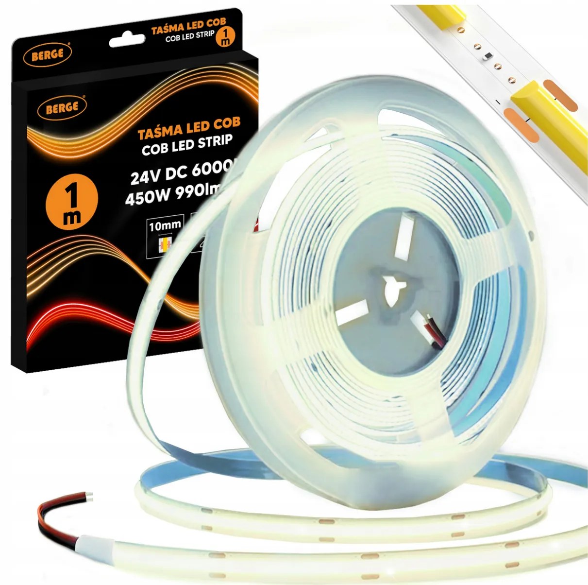 BERGE LED pásik COB Neon 24V - 480D - 9W/m - IP20 - 990lm - 1m - studená farba