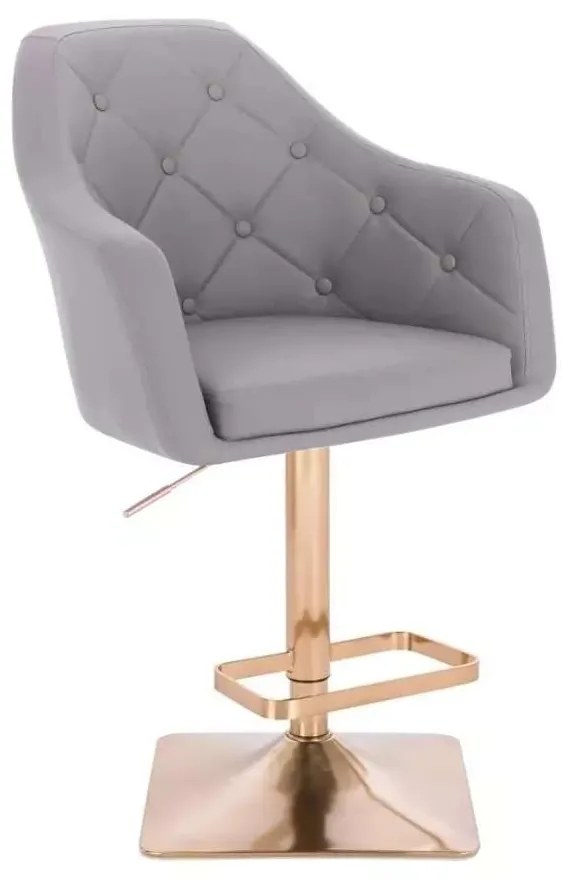 LuxuryForm DESIGN Barová stolička ANDORA na zlatej hranatej podstave - šedá