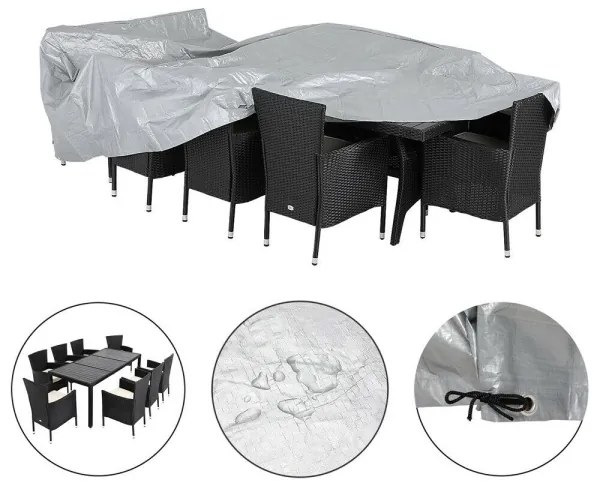 Ochranná krycí plachta pro zahradní nábytek 308 x 138 x 89cm šedá extra