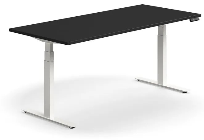 Výškovo nastaviteľný stôl QBUS, rovný, 1800x800 mm, biely rám, čierna