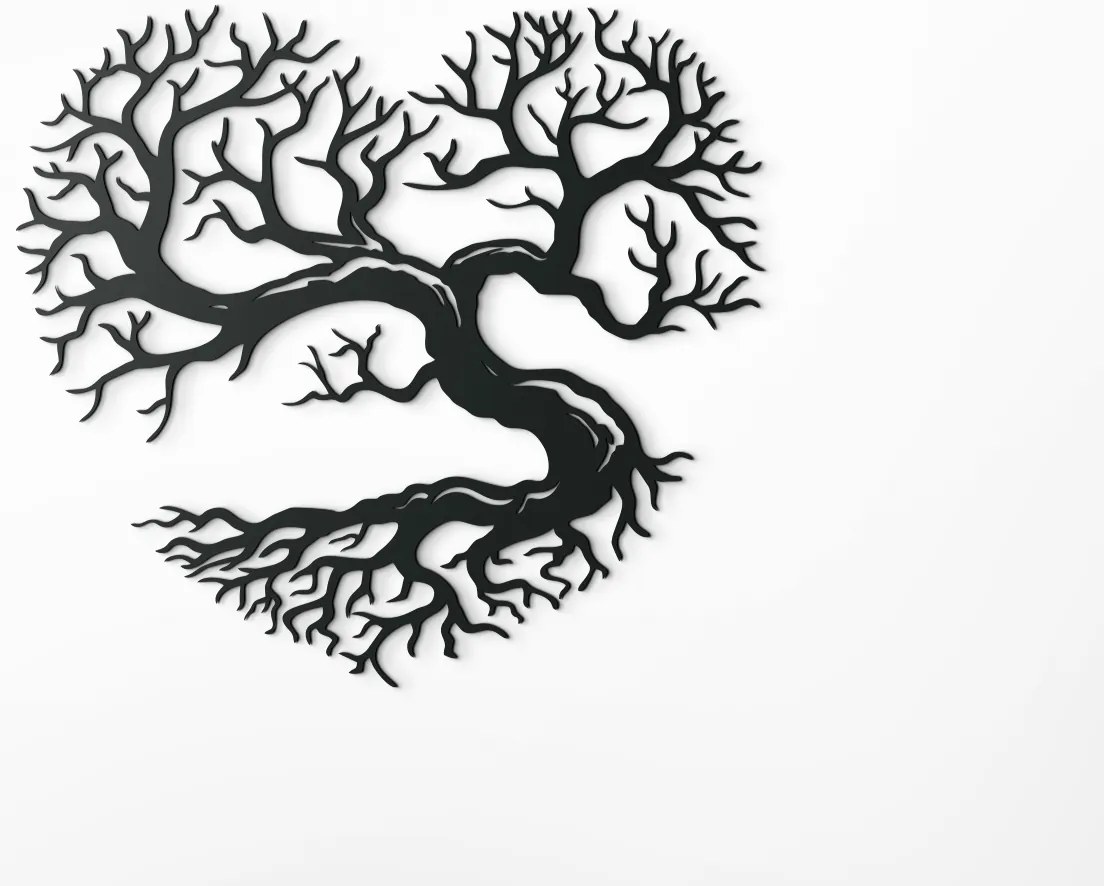 drevko Drevený Strom života v tvare srdca Rozmer obrazu: 32,5 x 35,5 cm, Farba dekorácie: Čierna