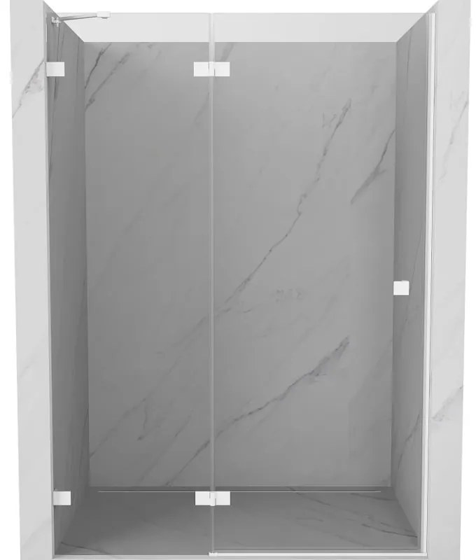 Mexen, Mexen Lunar ľavé otočné sprchové dvere 130 cm, transparentné, biele - 834-130-000-20-00-L