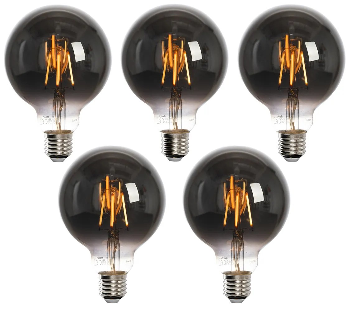 Sada 5 inteligentných LED žiaroviek E27 G95 dymové 4W 60lm 1800-3000K