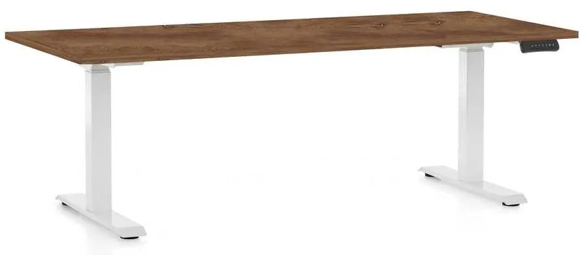 Výškovo nastaviteľný stôl OfficeTech D, 180 x 80 cm, biela podnož, dub silverjack