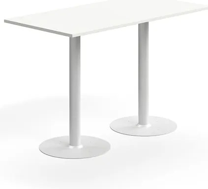 Barový stôl ALVA, 1400x700x900 mm, s kotvením do zeme, HPL, biela