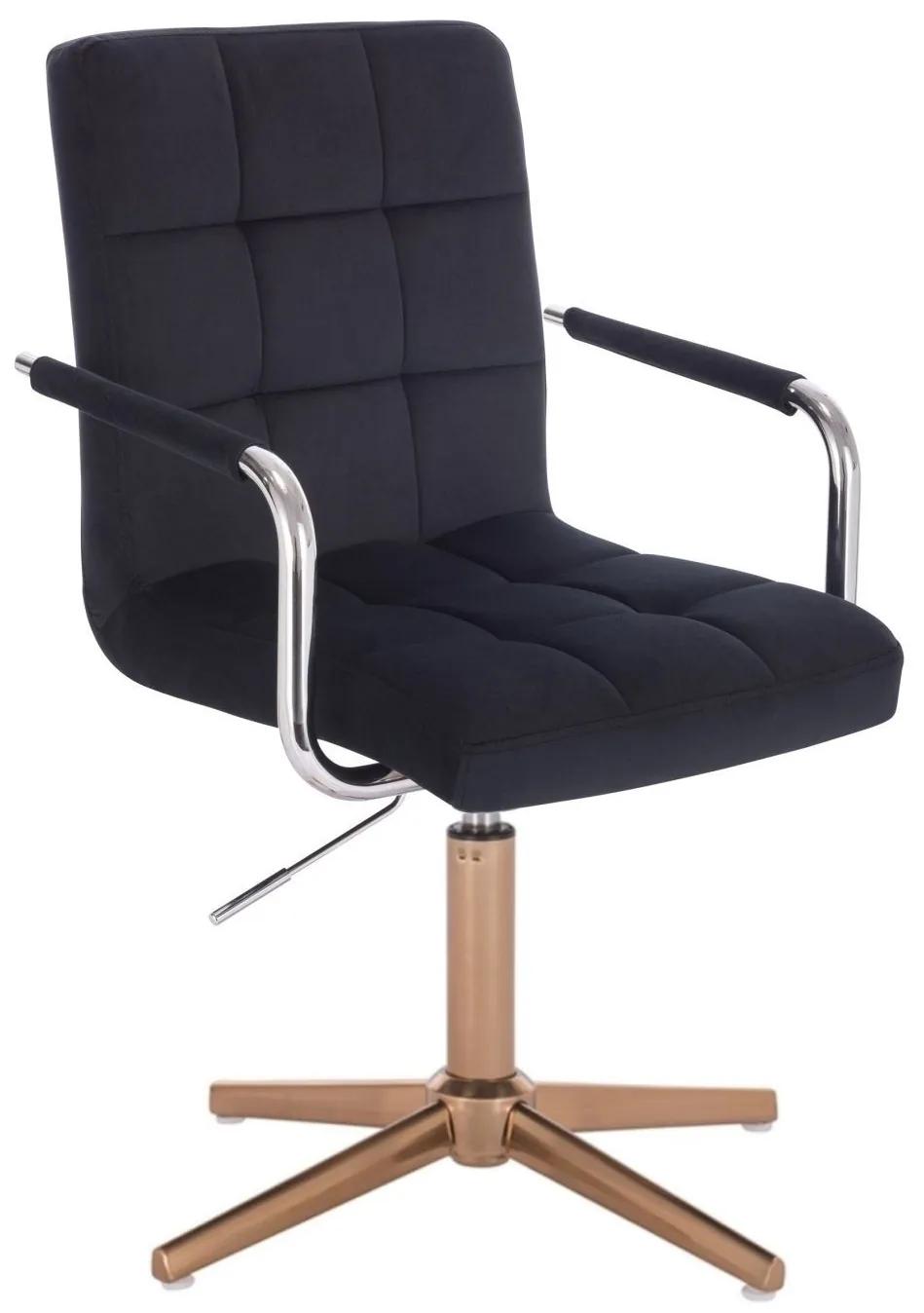 LuxuryForm DESIGN Stolička VERONA VELUR na zlatom kríži - čierna