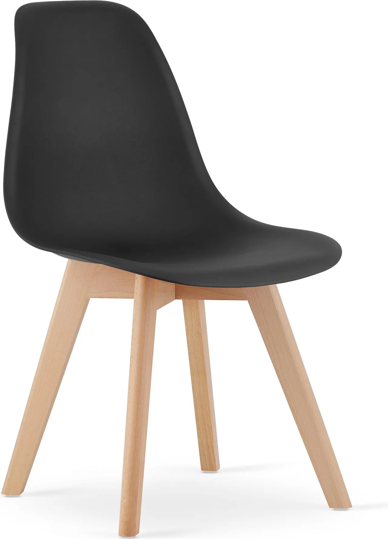Čierna stolička KITO s bukovými nohami